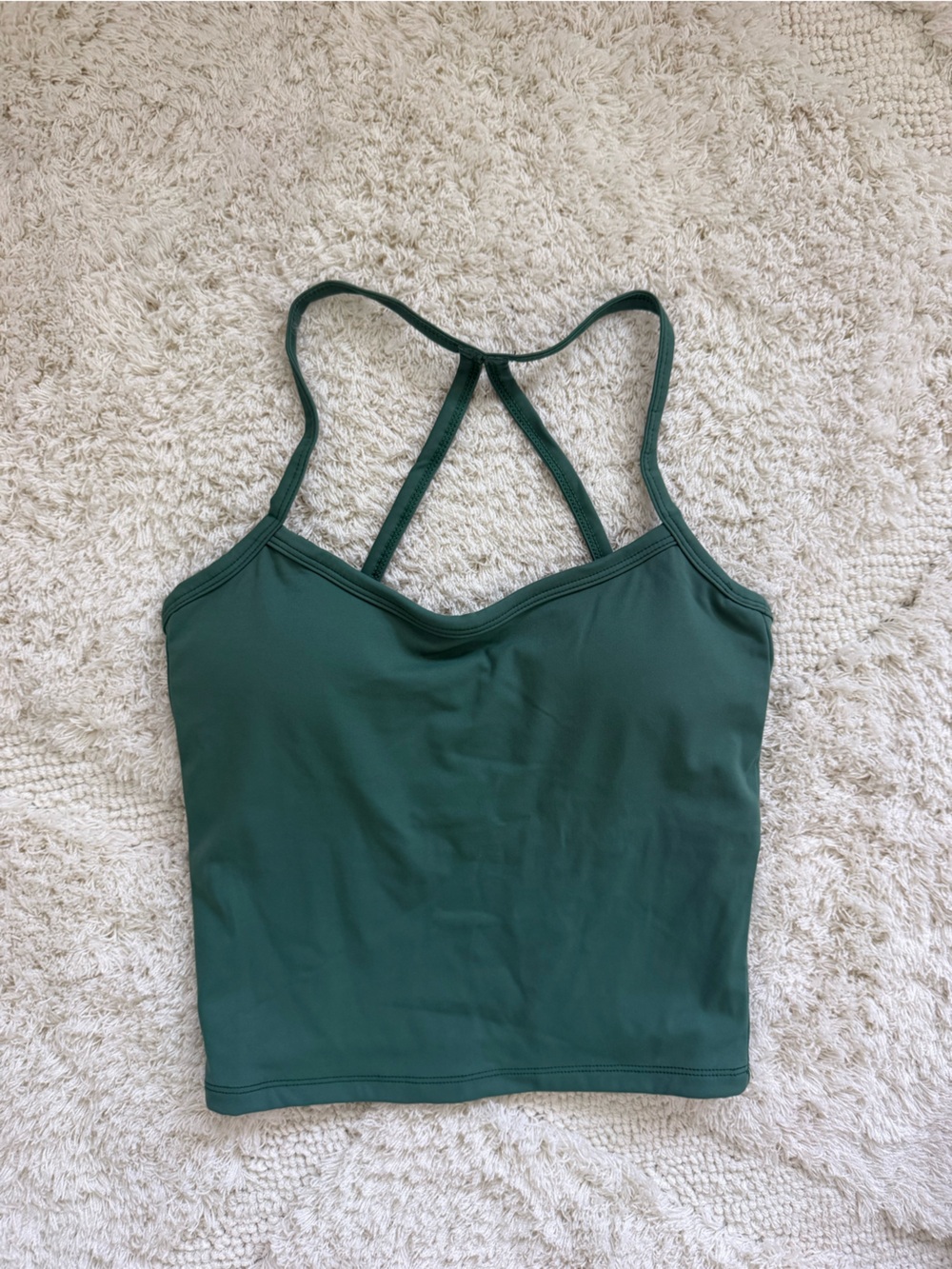 Green Strappy Cropped Tank Top